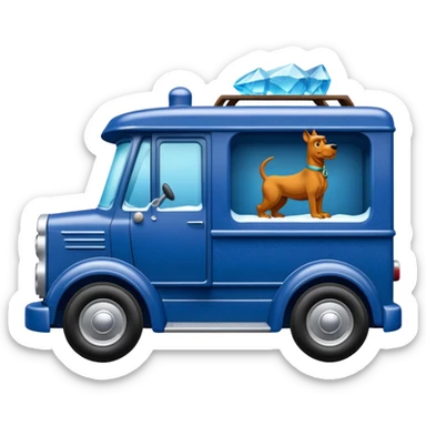 shiny crushed-dark-blue crystal body frozen Scooby Doo 1912 antique long-wheelbase cab over  low-rider moving truck  sticker