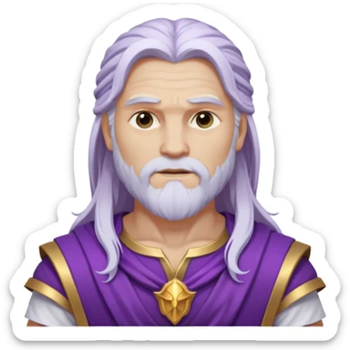 Jupiter, Thunder God from Rome Mythology with long white hair, purple and white outfit sticker