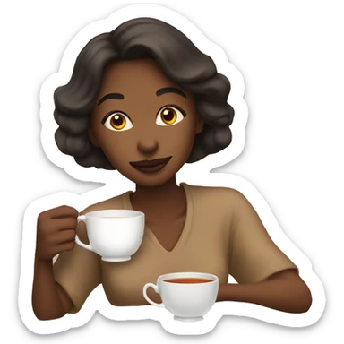 woman sipping tea sly sticker