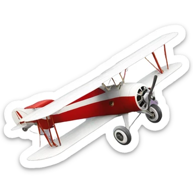 white vintage biplane with red leading edges sticker