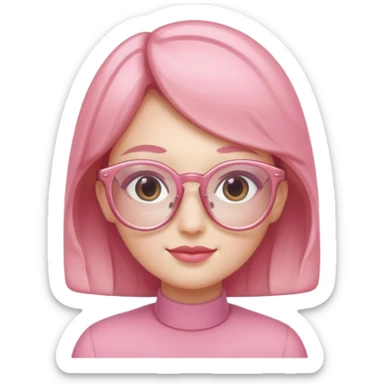 A 3D cartoon rose-pink spectacle with glossy curved frames and soft reflections, feminine Memoji-style rendering., negaive  characters sticker