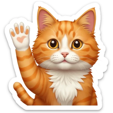 Cat hand wave sticker