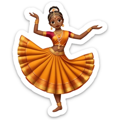 cinematic-realistic-bharatanatyam-dance-emoji,-depicted-as-an-elegant-classical-indian-dance-performance-with-graceful-poses,-intricate-costumes,-and-expressive-hand-gestures,-rendered-with-rich-textures-and-warm-dramatic-lighting, single dancer full body  sticker