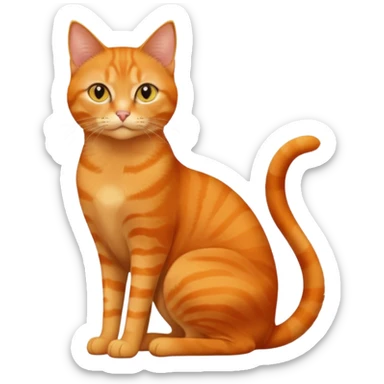 full body solid orange domestic shorthair slim cat with yellow/orange eyes sitting sticker