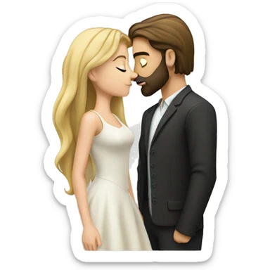 Brunette guy with beard kissing blond girl with long hair sticker