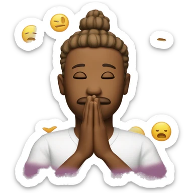the 🤯 emoji with a namaste in front of it  sticker
