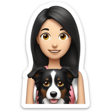 Family formed by a man a woman with long black hair and small black border collie sticker