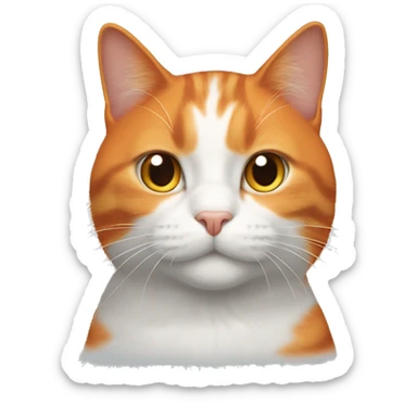 A orange cat whit a gray and white cat sticker
