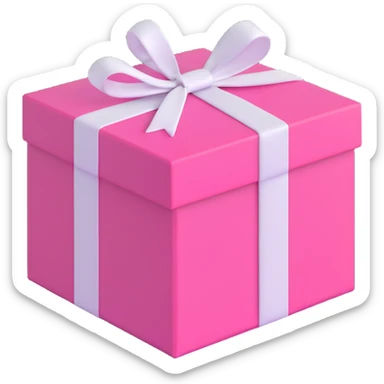 gift box, pink with white ribbon sticker