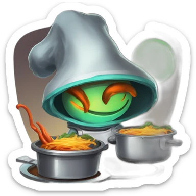 alien chef scifi roguelike rpg style inspired by slay the spire digital art sticker