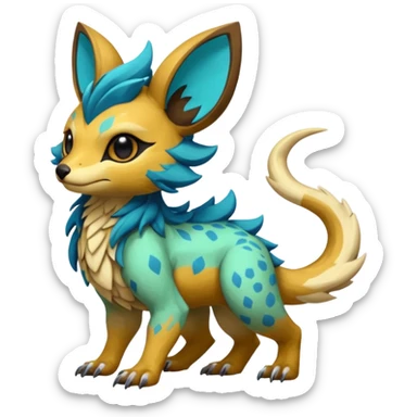 Rare realistic exotic cute epic pretty beautiful handsome gorgeous aesthetic colorful vibrant Vernid-Protogen-Primagen-Wickerbeast-species-Fakemon-creature by LiLaiRa, random markings, tufted ears, full body sticker