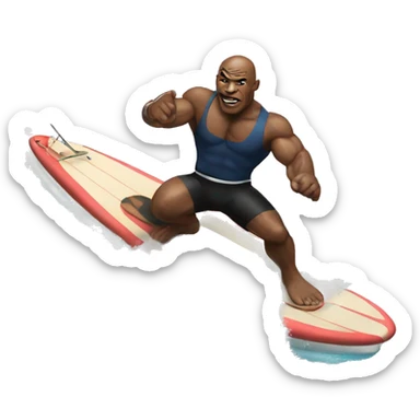 Mike Tyson surfing on a yacht  sticker