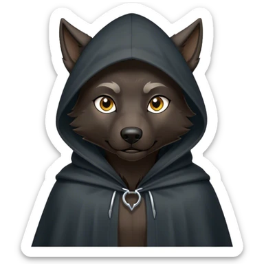 black wolf praying with black hooded cloak sticker