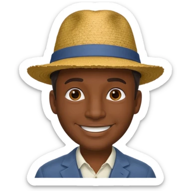 Visage homme créole réunionnais avec chapeau sticker