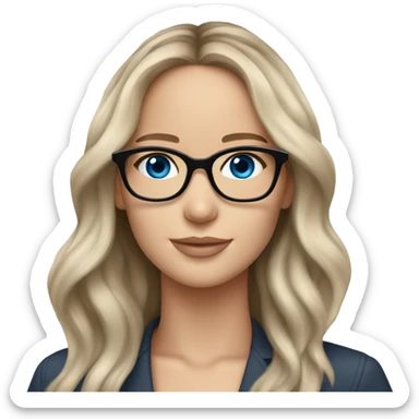 brunette Jennifer Lawrence wearing glasses and blue eyes  sticker