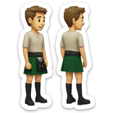 Man putting on a kilt sticker