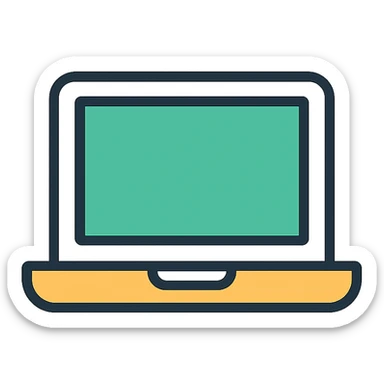 laptop, modern look, green gold and white color scheme, rounded shapes, simple design sticker