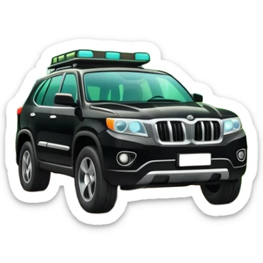 SUV car driving through a forest with trees sticker
