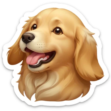 Cinematic Cute Yawning Golden Retriever Portrait Emoji, Head tilted slightly with a dramatic, wide-open yawn, revealing a silky golden coat with a subtle shimmer, floppy ears slightly drooping, round brown eyes barely open in drowsy contentment, Simplified yet irresistibly adorable features, highly detailed, glowing with a soft, cozy glow, high shine, relaxed yet expressive, stylized with a touch of whimsy, bright and endearing, soft glowing outline, capturing the essence of a sleepy yet affectionate companion, so drowsy it feels like it could stretch out of the screen and curl up for a nap! sticker