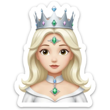 The Good Witch from The Land of Oz with long platinum blonde hair, white outfit and crown sticker