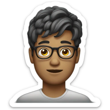 30 year old male with round glasses and hair tied up sticker