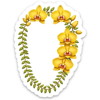 Yellow side facing orchid flower of indian wedding garland sticker