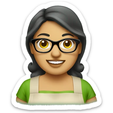 mexican chubby lady green apron  with glasses cooking tacos sticker