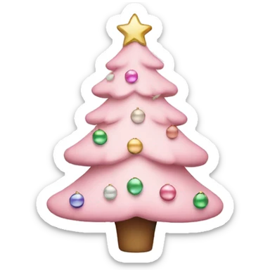 Light pink Christmas tree with pastel ornaments and lights  sticker