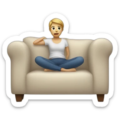 a person complaining about sitting on a sofa sticker