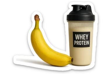 banana e shaker di whey protein
vista frontale, iperrealistico 4k sticker