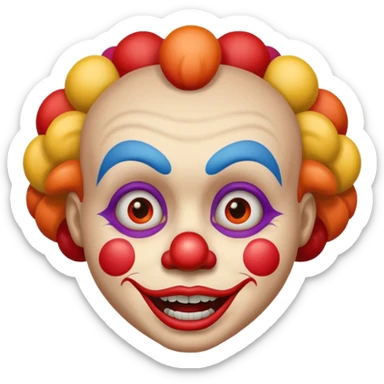 clown face showing mixed emotions fear sadness and a bit of happiness emoji sticker