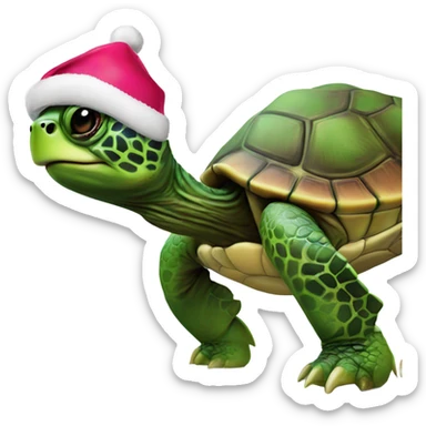 Turtle with Christmas hat and jordan 4 orchid sticker