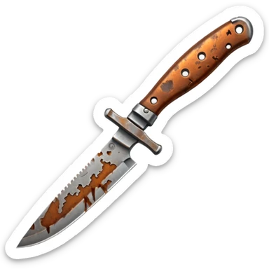 rusted full knife including the handle  sticker