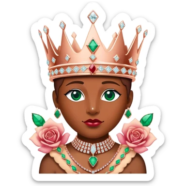JetSetFly wearing a rose-gold KING crown that is diamond encrusted with monazite, rubies, tiny iced-out perfectly set diamonds, Rolex-rainbow dial crystals, emerald, , VVS emerald diamonds sticker