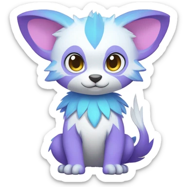 Cute cool white blue purple pink animal hybrid Fakemon full body sticker