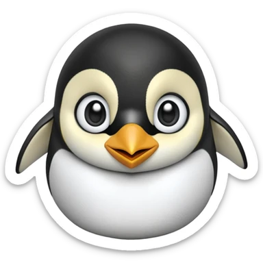 cinematic-cute-emperor-penguin-portrait-emoji,-head-tilted-playfully-and-inquisitively,-with-glossy,-pristine-plumage,-sparkling-eyes-filled-with-curiosity,-simplified-yet-irresistibly-adorable-features, black, large black eyes face, zoomed in sticker