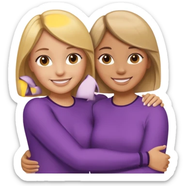 Two Girls with their arms around each other at summer camp one blonde one brown hair sticker