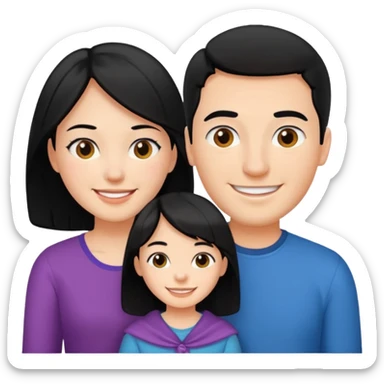 Couple of married man and woman with one kid teenager with black hair sticker