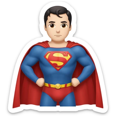 Make a Superman emoji with hands on hips, cape blowing, and the Superman "S" on the front. Make taller sticker
