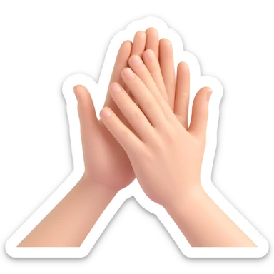 Realistic hands clapping, joyful celebration, focus on hands, motion blur, bright background sticker