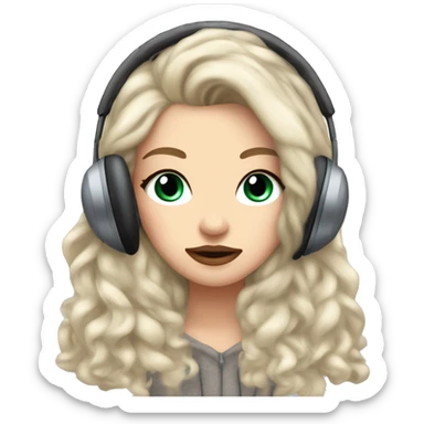 beautiful white girl with long flowy hair and pouty lips wearing winter ear muffs sticker