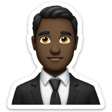 create a gentleman who looks sharp like a cel with a black suit, sharp facial features, black hair, black eyes, indian face sticker