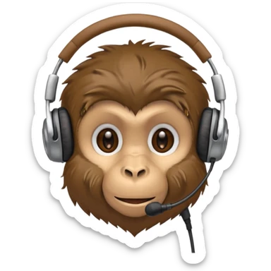 Monkey with headset mic sticker