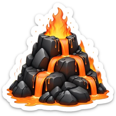 A lava flow spilling slowly over blackened rocks. sticker