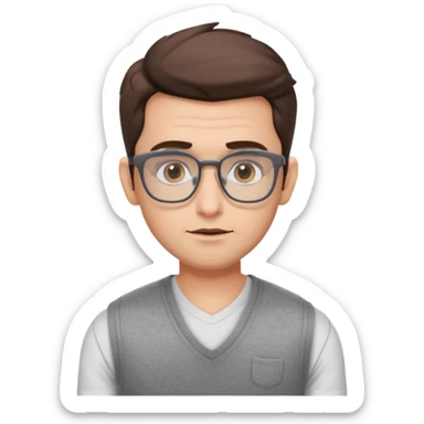 generate a pretty bratz emoji 
Make her look like hrithik roshan wearing white tee with a grey v neck sleeveless weater vest over it. wearing rectangle spectacles

he should look exactly  like hrithik roshan. looking autistic sticker