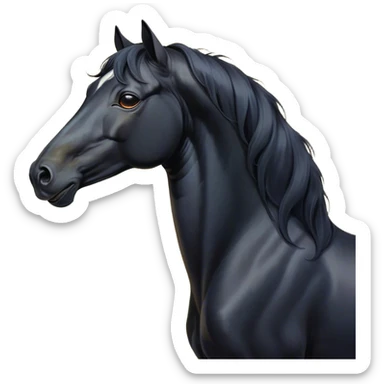 Cinematic Cute Yawning Black Horse Portrait Emoji, Head tilted slightly with a dramatic, wide-open yawn, revealing a soft, sleek black fur with a subtle shimmer, floppy ears slightly drooping, round dark eyes barely open in drowsy contentment, Simplified yet irresistibly adorable features, highly detailed, glowing with a soft, cozy glow, high shine, relaxed yet expressive, stylized with a touch of whimsy, bright and endearing, soft glowing outline, capturing the essence of a sleepy yet affectionate horse, so drowsy it feels like it could stretch out of the screen and curl up for a nap! sticker