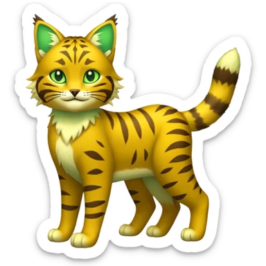 Green and Yellow Electrike-Sprigatito-Bobcat-Amaura-Aurorus-Shiny-glorp-cat-fusion (full body) sticker