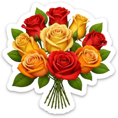 boquete of red orange n yellow roses sticker