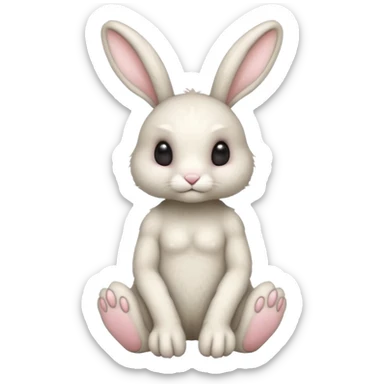 full body cute humanoid peacefull alien furry bunny with 6 legs and eye stalks sticker