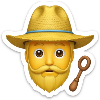 Un emojis amarillo con sombrero y barba sticker